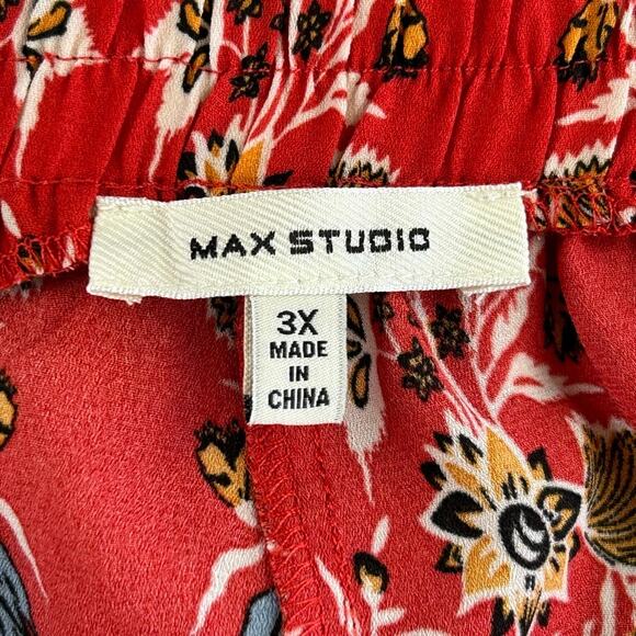Max Studio Floral Print Elastic Waist Wide Leg Pull On Pant Sz 3X - Picture 6 of 9